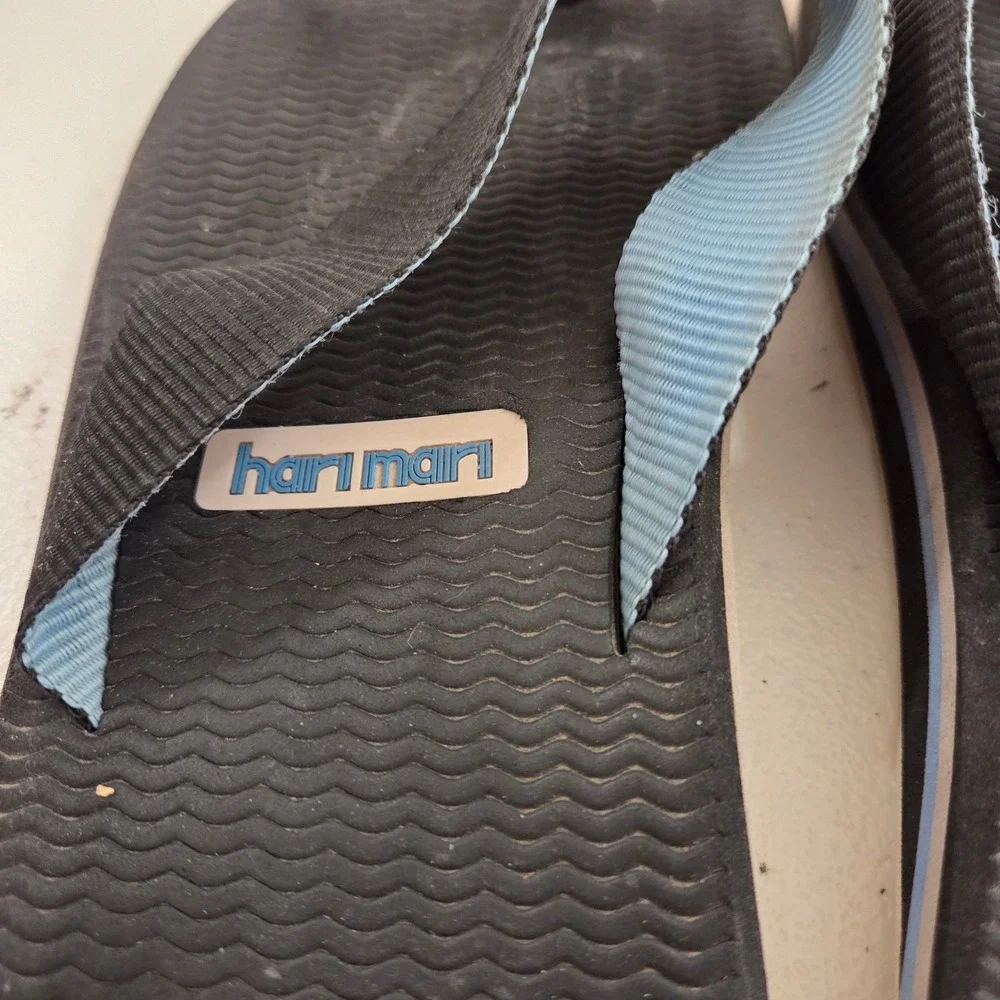 Hari Mari Mens Dunes Flip Flop Sandals Black Light Blue Size 10 Casual Beach‎